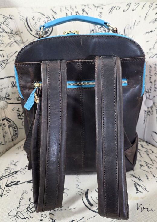 Franki Ray Salacious Sasha Full-Grain Brown Leather Mini Backpack Turquoise Blue main image 12